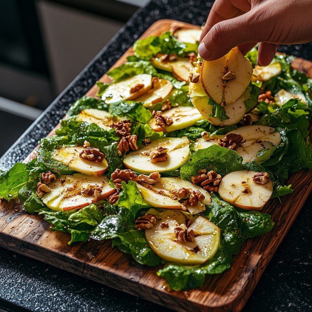 Blattsalat mit Äpfeln