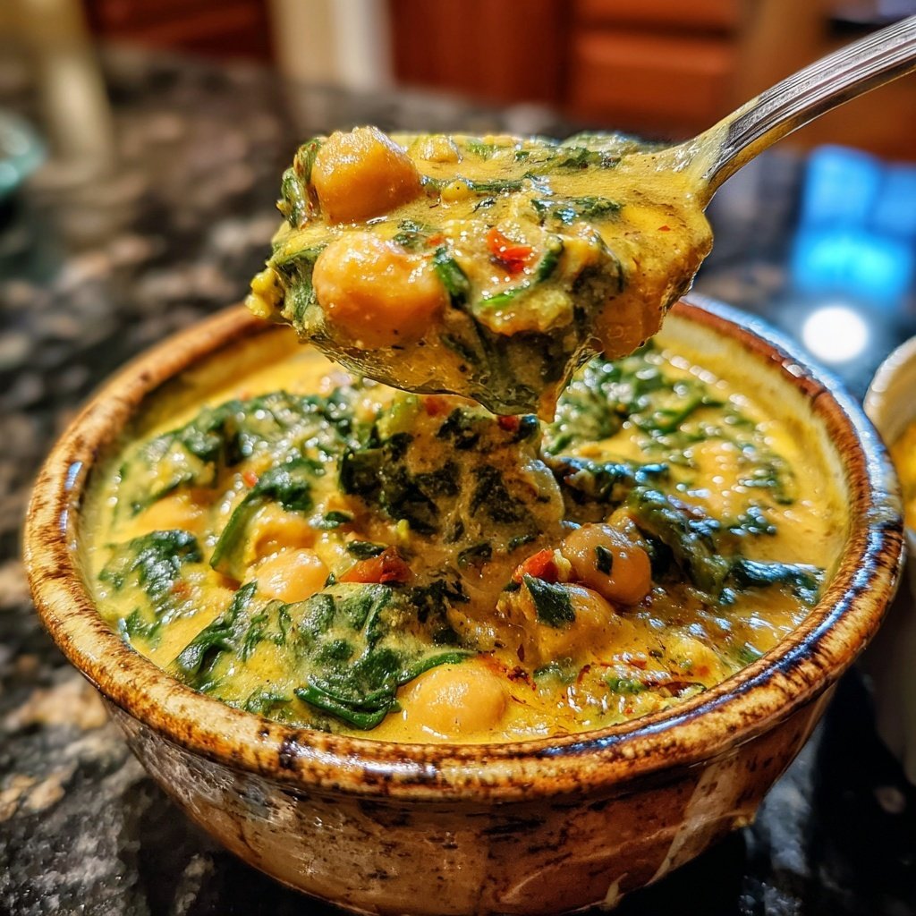 Cremiges Kichererbsen Spinat Curry