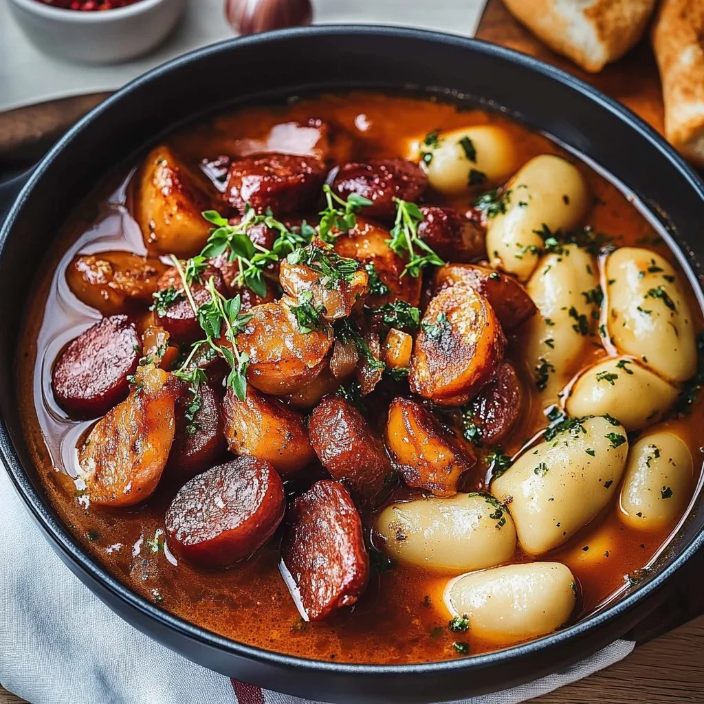 Weiße Bohneneintopf mit Würstchen
