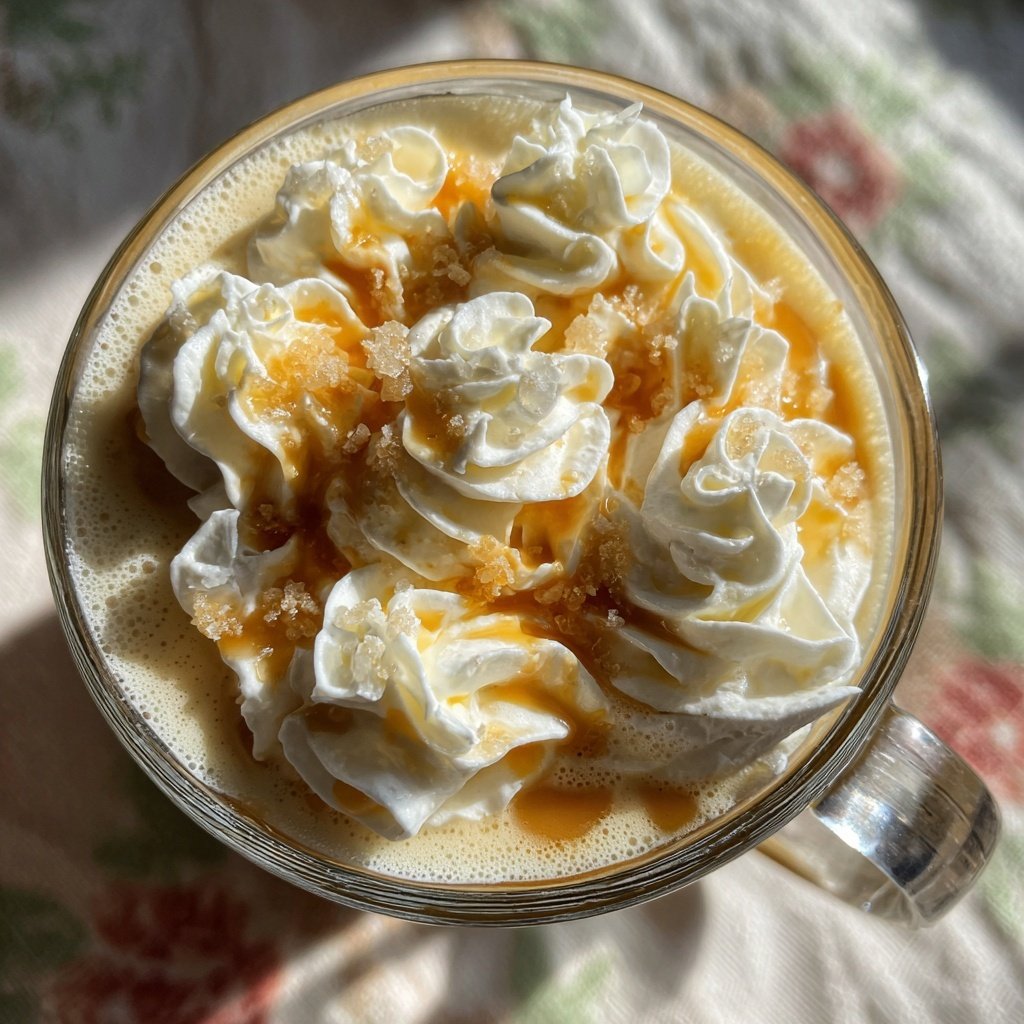 Eierpunsch mit Karamellsirup und Sahne