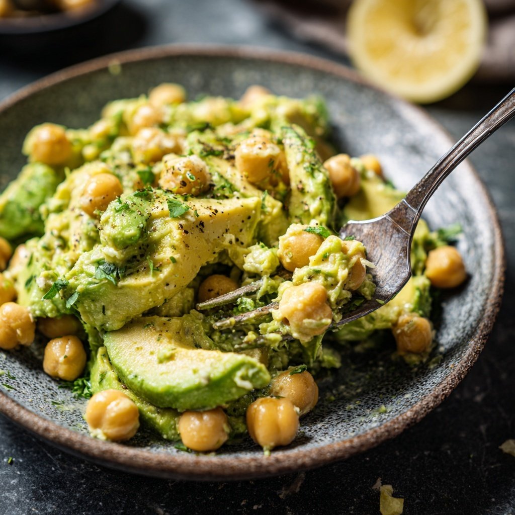 Cremiger Avocado Kichererbsen Salat