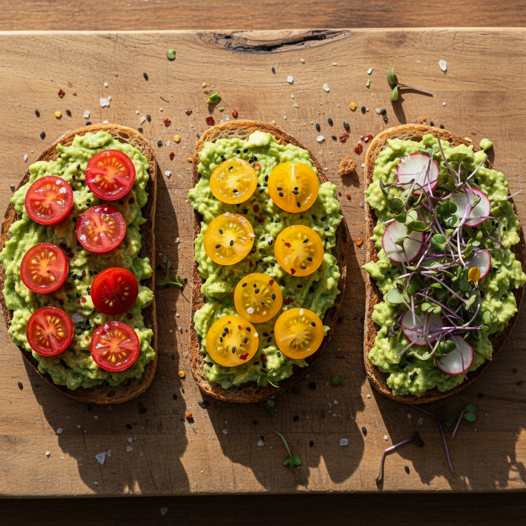 Fruchtiges Avocado Toast Trio