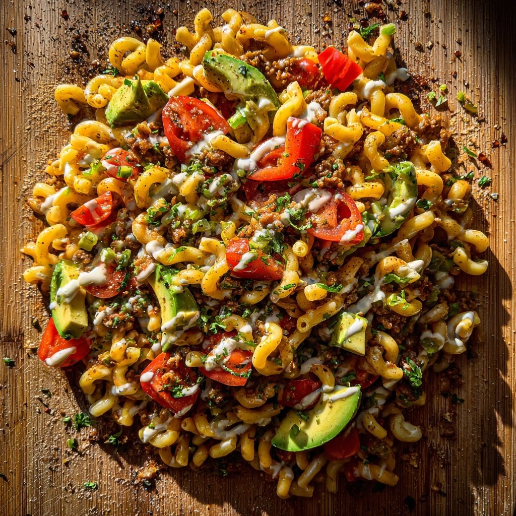 Schneller Taco-Pasta-Salat mit Dressing