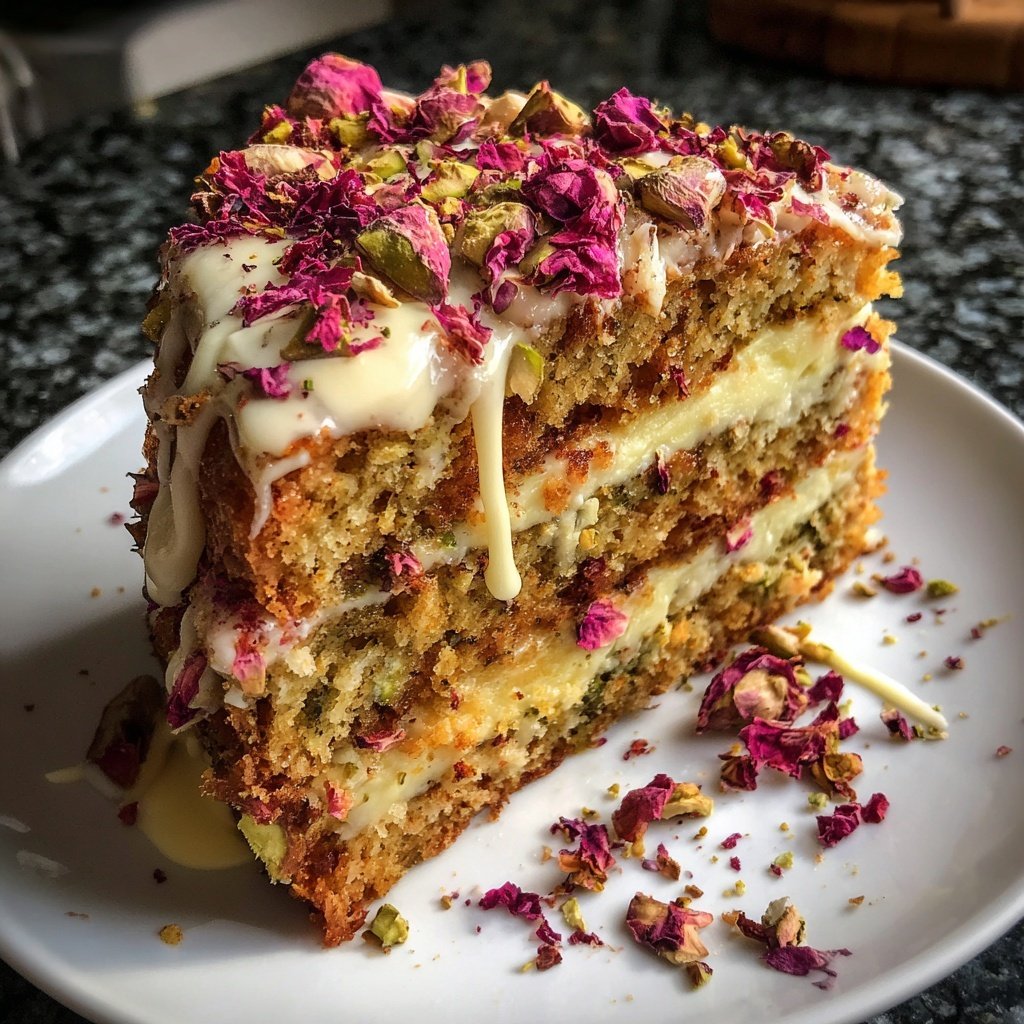 Steinbock Pistazie Rose Kuchen