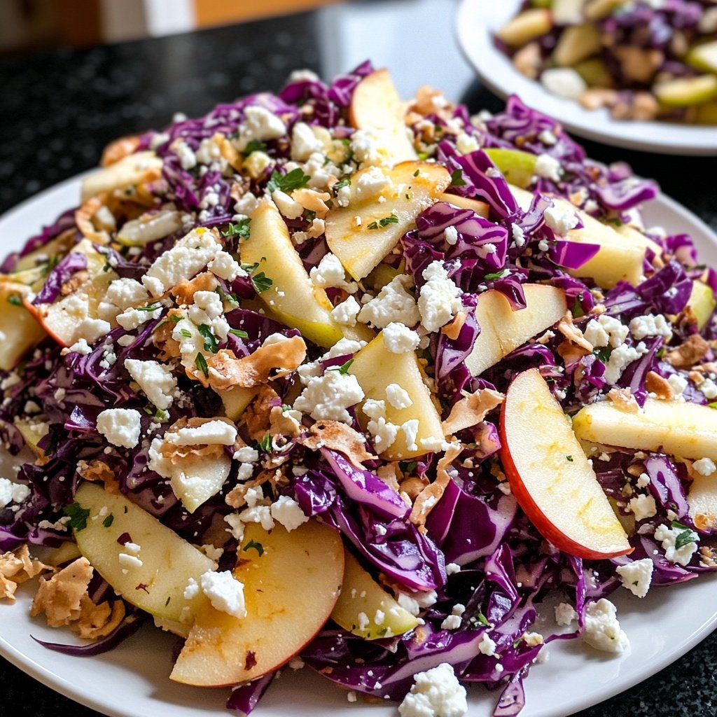 Rotkohlsalat mit Apfel und Feta