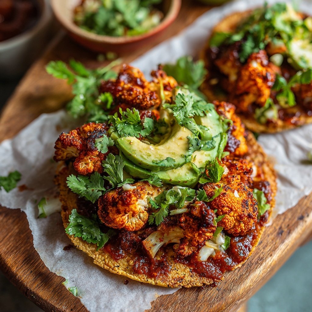 Pikante BBQ Blumenkohl Tacos