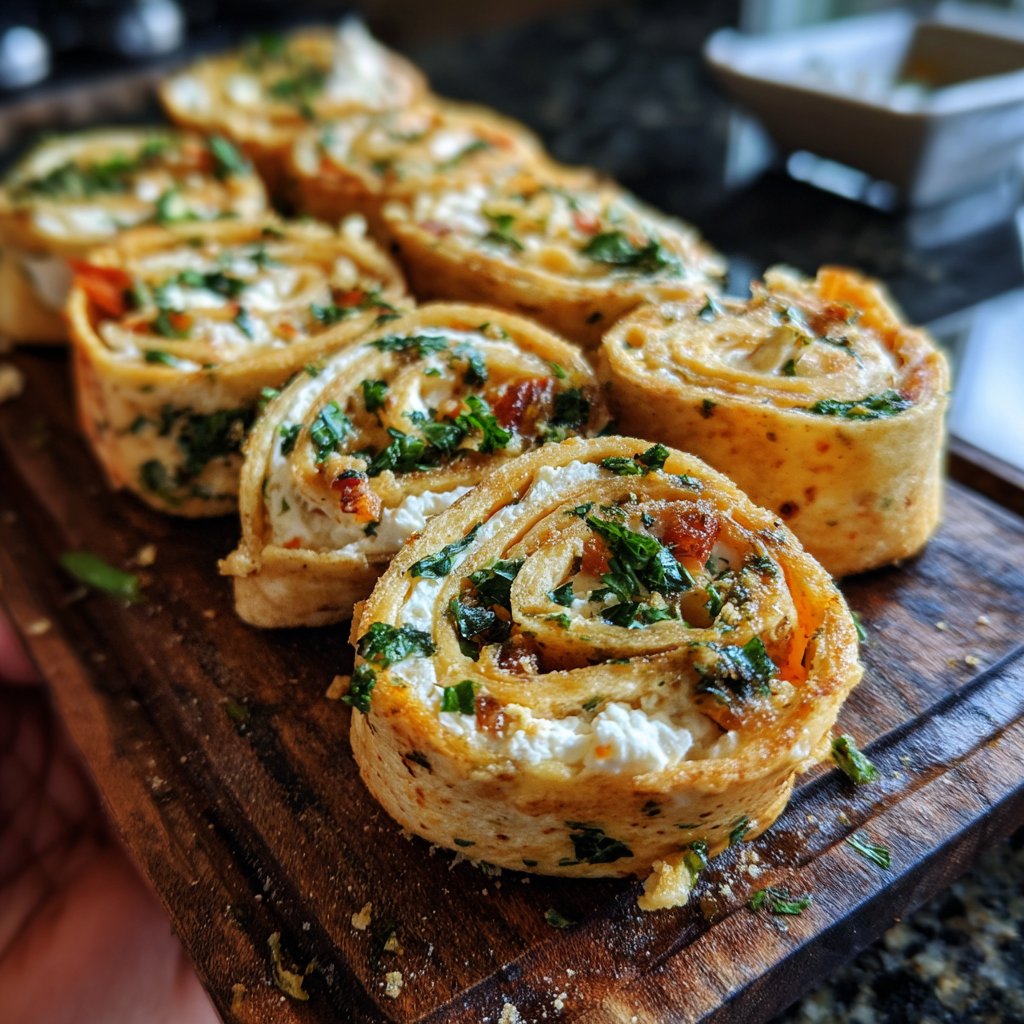 Tortilla Röllchen mit Frischkäse gefüllt