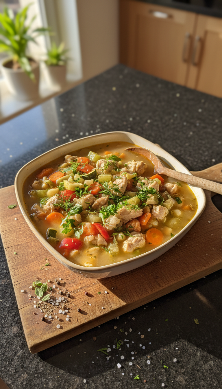 Mediterrane Hähnchen Suppe Fiesta