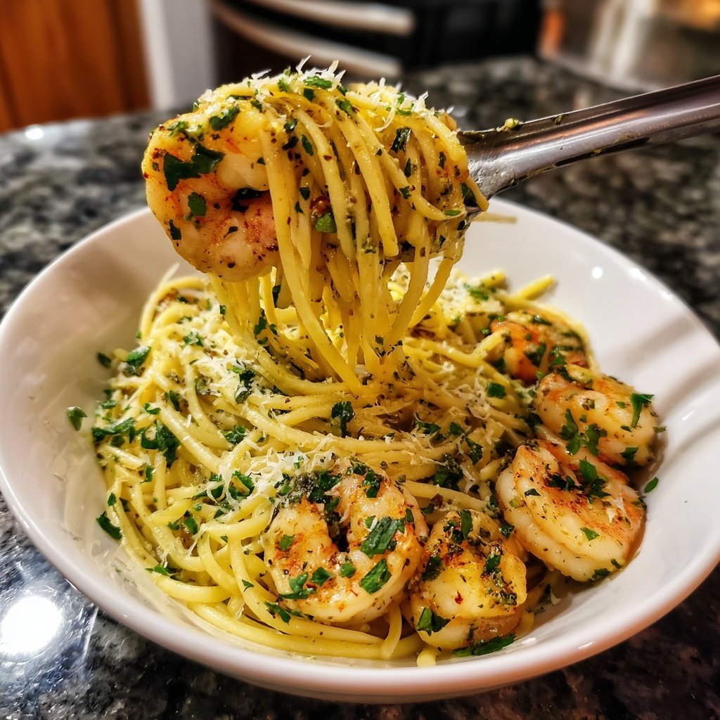 Knoblauchbutter Garnelen Mit Pasta