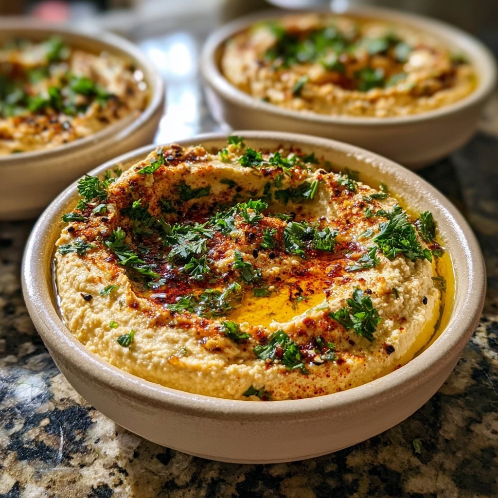 Geroestete Knoblauch Hummus Bowls