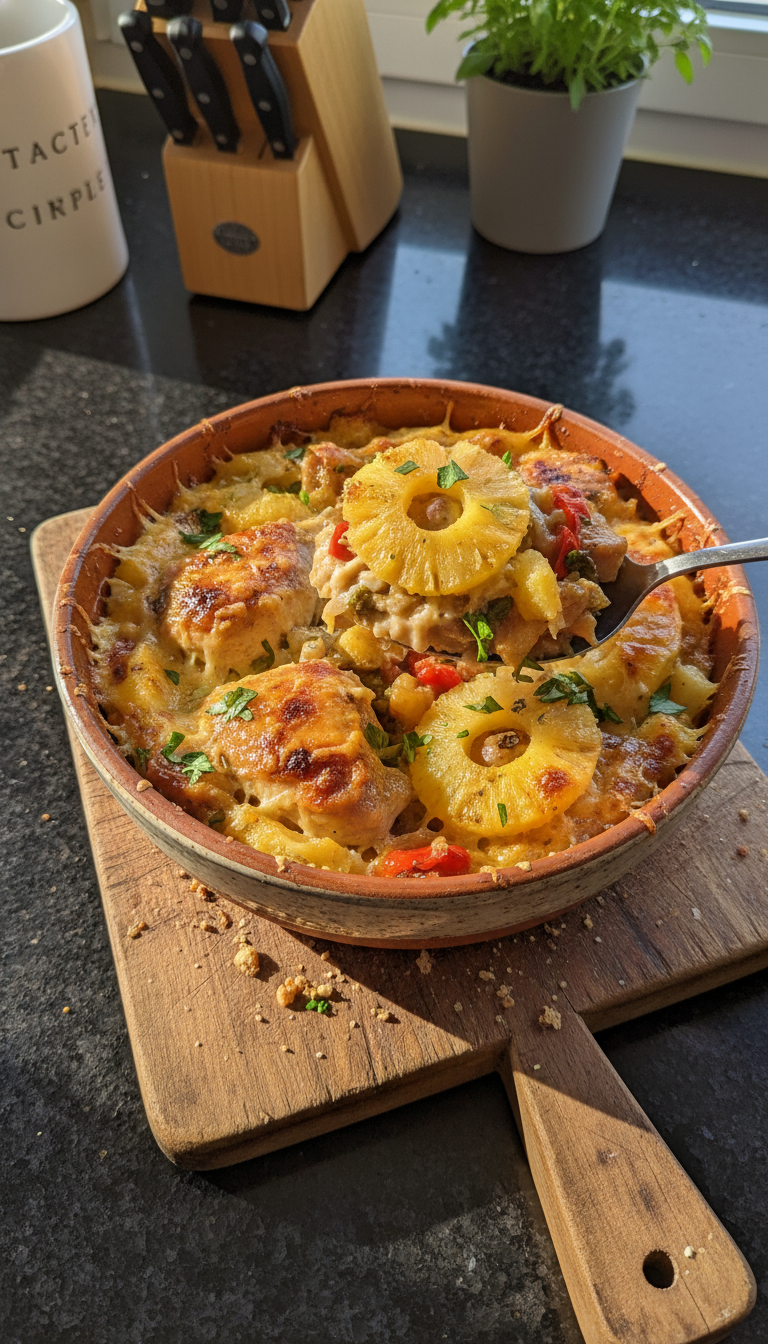 Mediterraner Ananas Hähnchen Auflauf