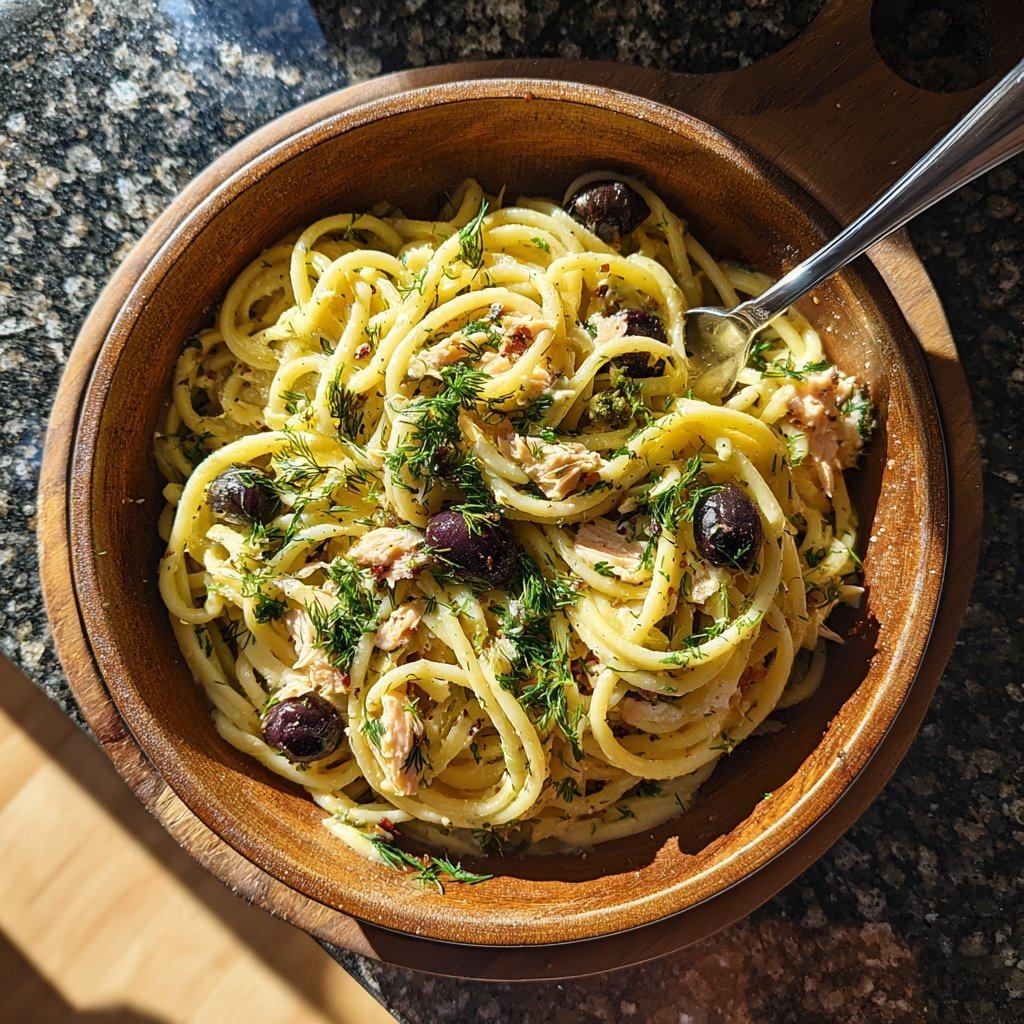 Zitronen-Lachs-Pasta mit Oliven