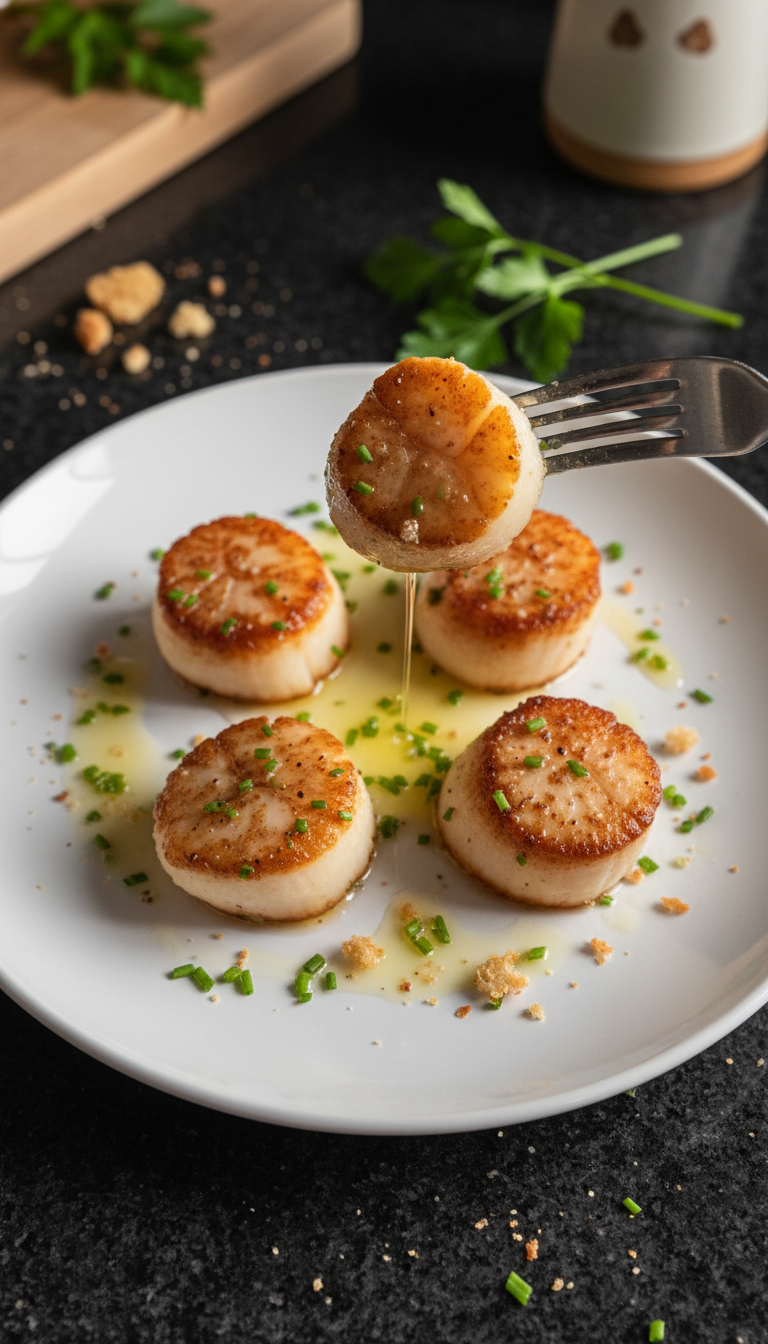 Einfaches Gericht mit Gebratenen Jakobsmuscheln​