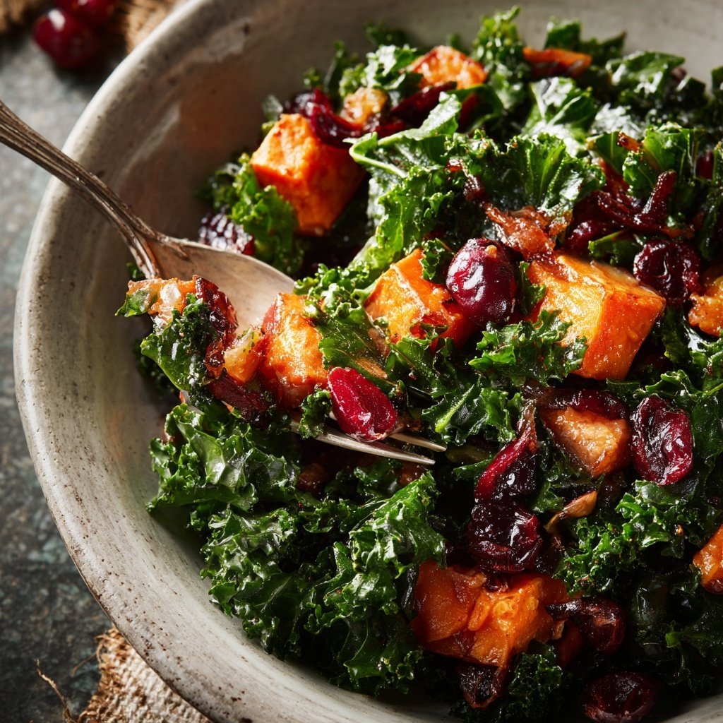 Grünkohl Süßkartoffel Salad mit Cranberries