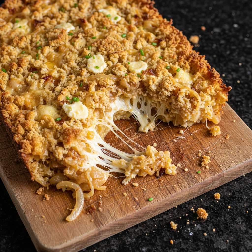 Karamellisierter Zwiebel und Weißer Cheddar Gratin