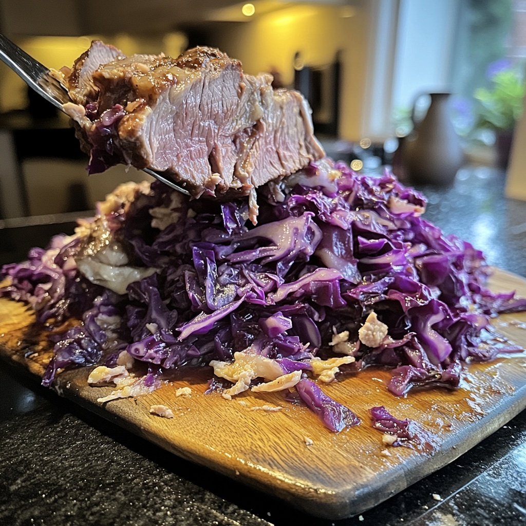 Deftiger Hausmannskost-Rinderbraten mit Rotkohl