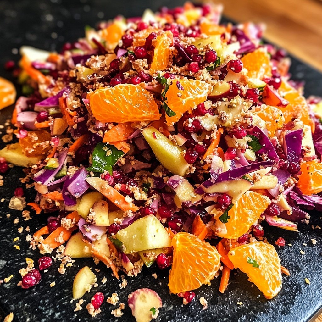 Orangen-Rotkohl-Salat mit Granatapfelkernen