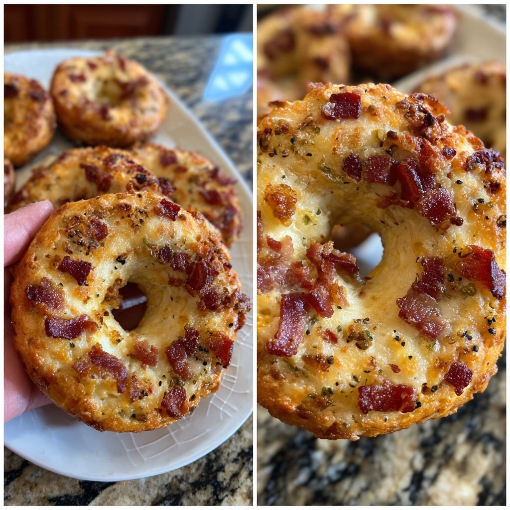 Protein Bagels mit Speck Bits würzig