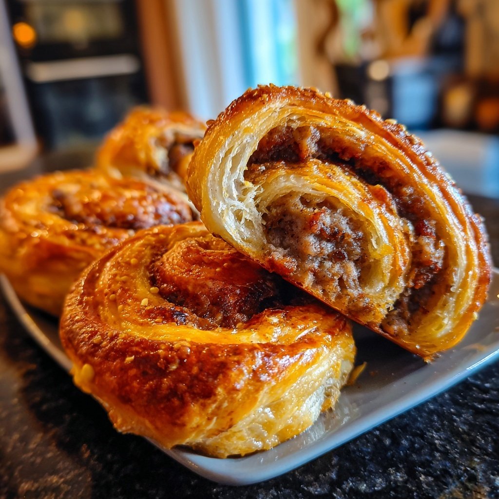 Herzhafte Wurstrollen mit Senf