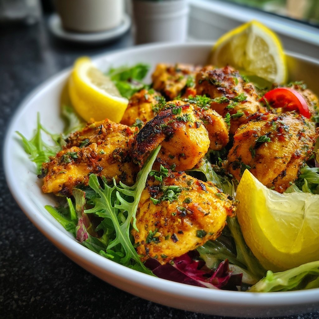 Zitronen Kräuter Hähnchen Salat